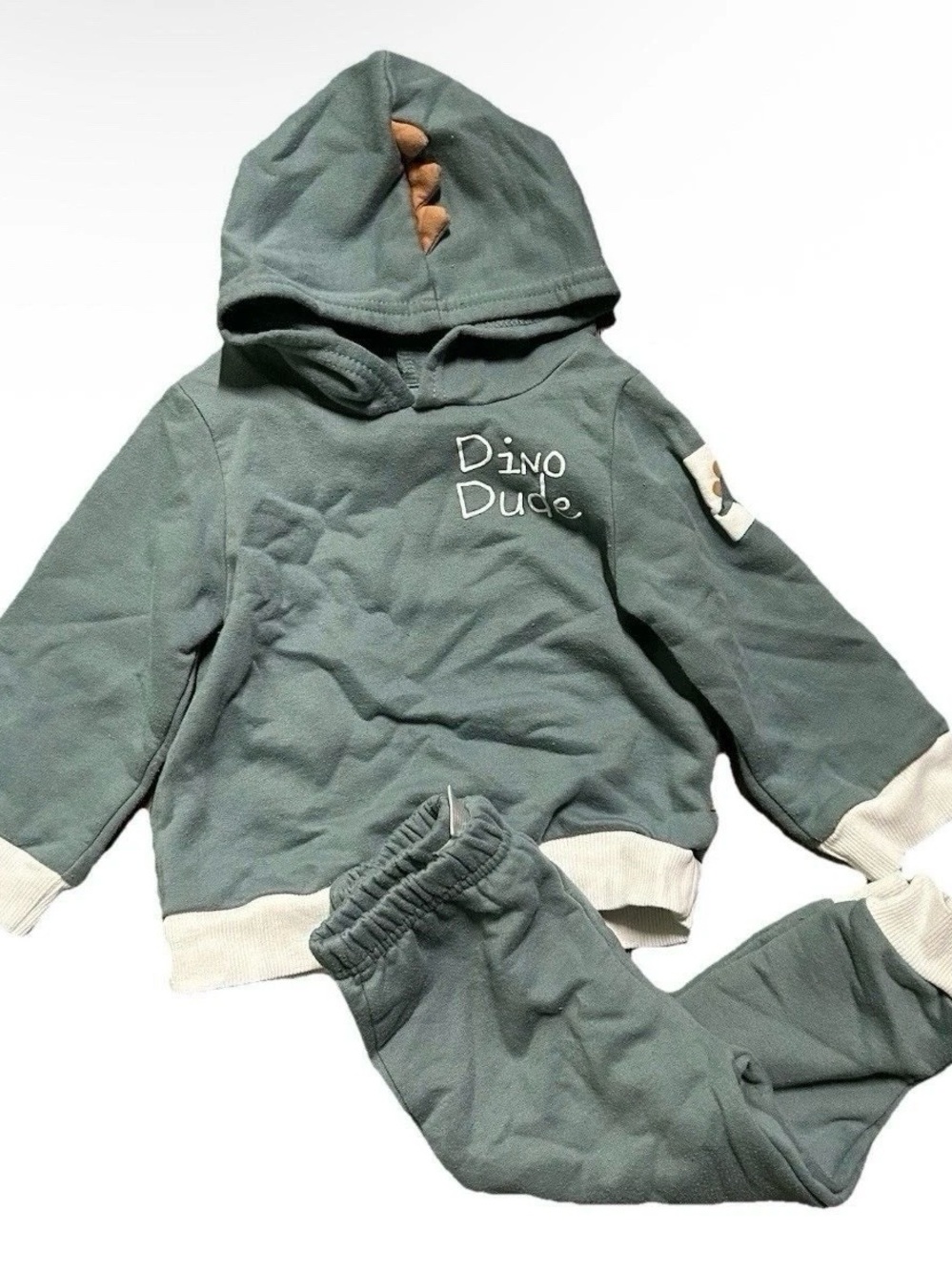 Toddler Boy Sweatpants Sweatshirt Green Dino Dude Set Size 18-24 Months